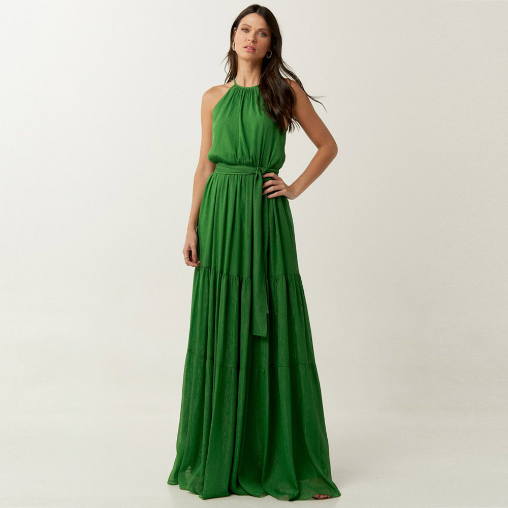Vestido Longo Chiffon Yoriun Verde Innocence - Foto 3