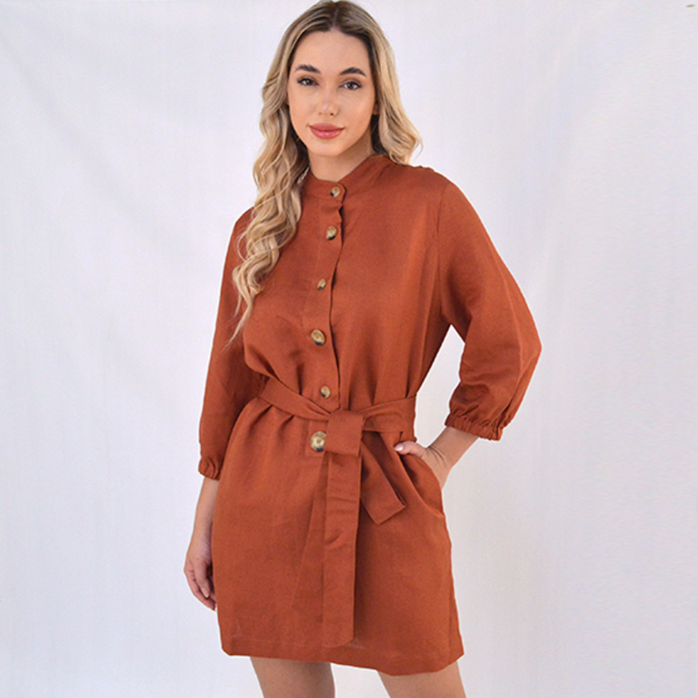 Vestido Curto Cor Conhaque Cheroy - Foto 1