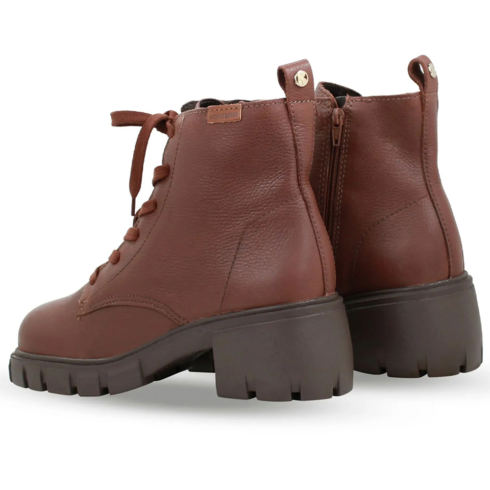 Bota Coturno Couro Burnish Wood Cor Conhaque  - Foto 2