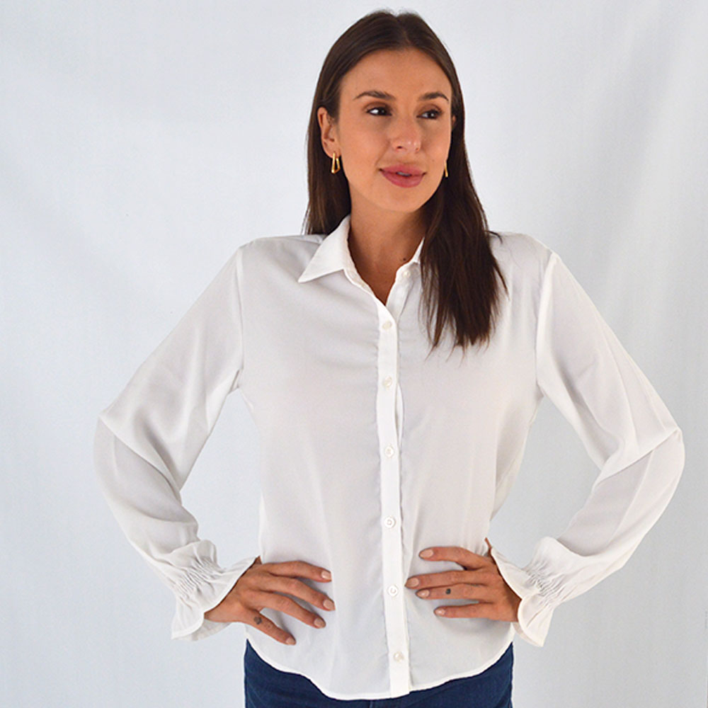 Camisa Manga Longa Off White Flor de Lis - Foto 1
