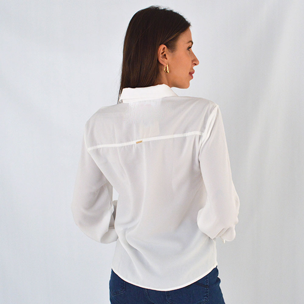 Camisa Manga Longa Off White Flor de Lis - Foto 3