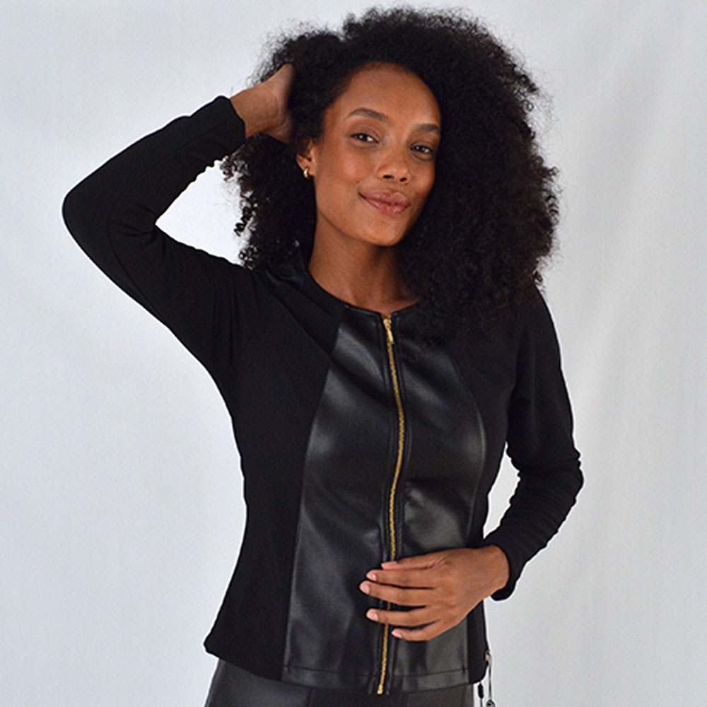 Blusa PU Cor Preta Versatty - Foto 1