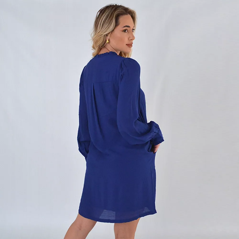 Vestido Curto Viscose Shantung Cor Azul Gatos e Atos - Foto 3