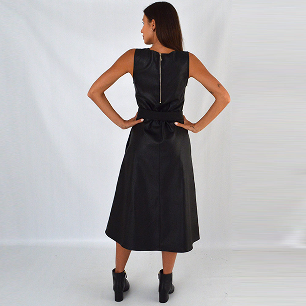 Vestido Midi Pu Cor Preta Emprio B - Foto 3