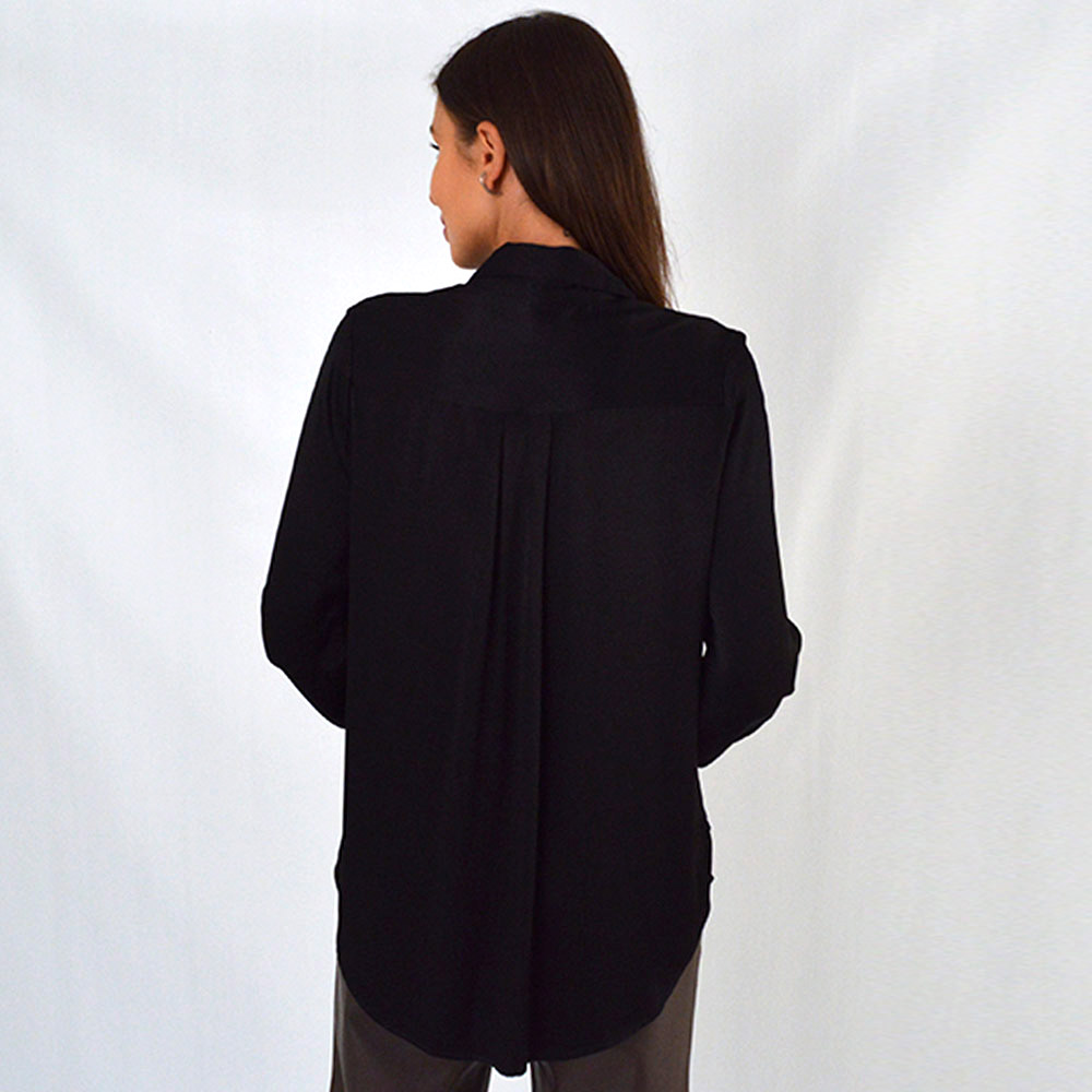 Camisa Viscose Acetinada Preta Canto - Foto 2