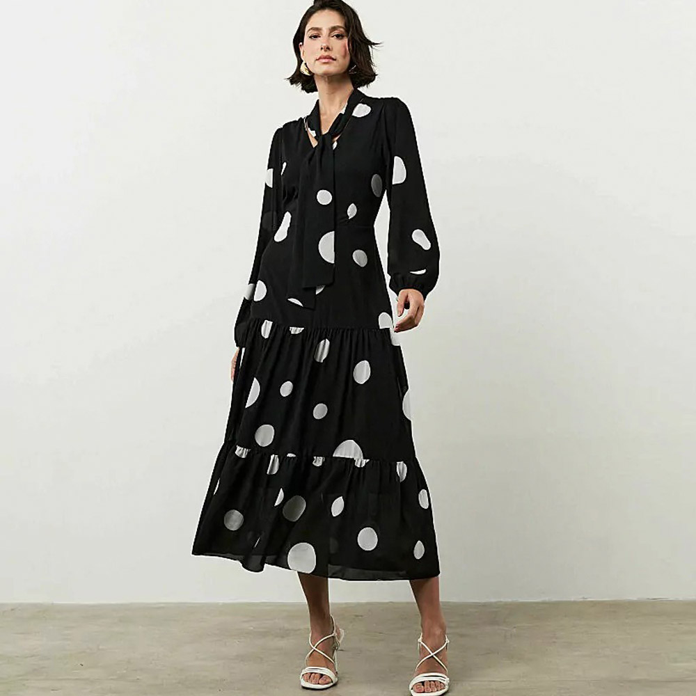 Vestido Midi Estampado Po MX Fashion - Foto 1