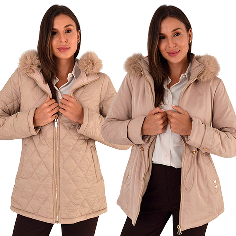 Parka Reversível Cor Gengibre Alpelo - Pole Modas