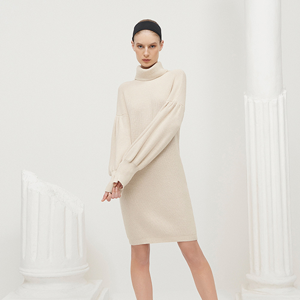 Vestido Midi De Tricot Cor Creme Lez a Lez  - Foto 3
