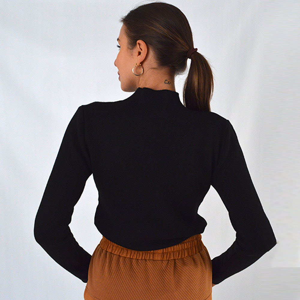Blusa Fio de Cachemir Pelucia Por Dentro Preto Susan Zheng  - Foto 2