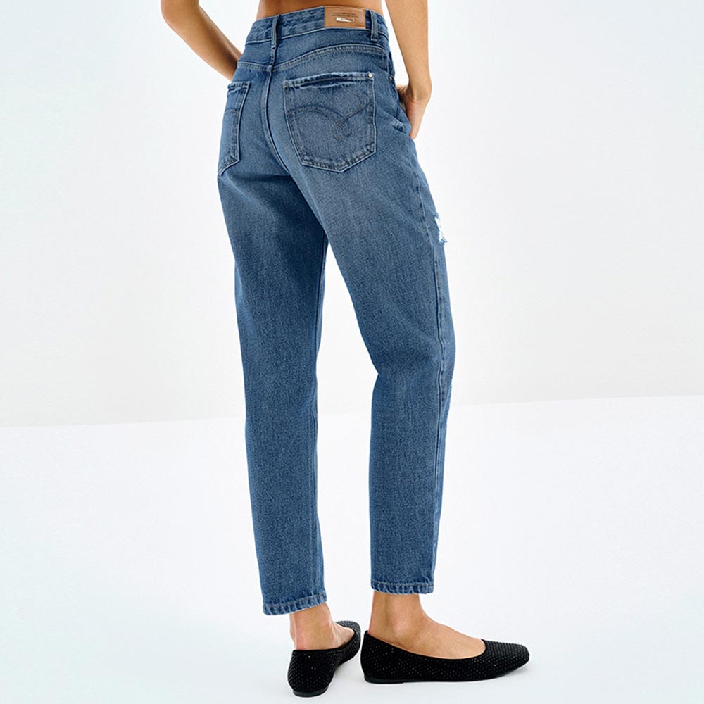 Cal�a Jeans Mom Destroyed Cintura Alta Lez a Lez - Foto 2