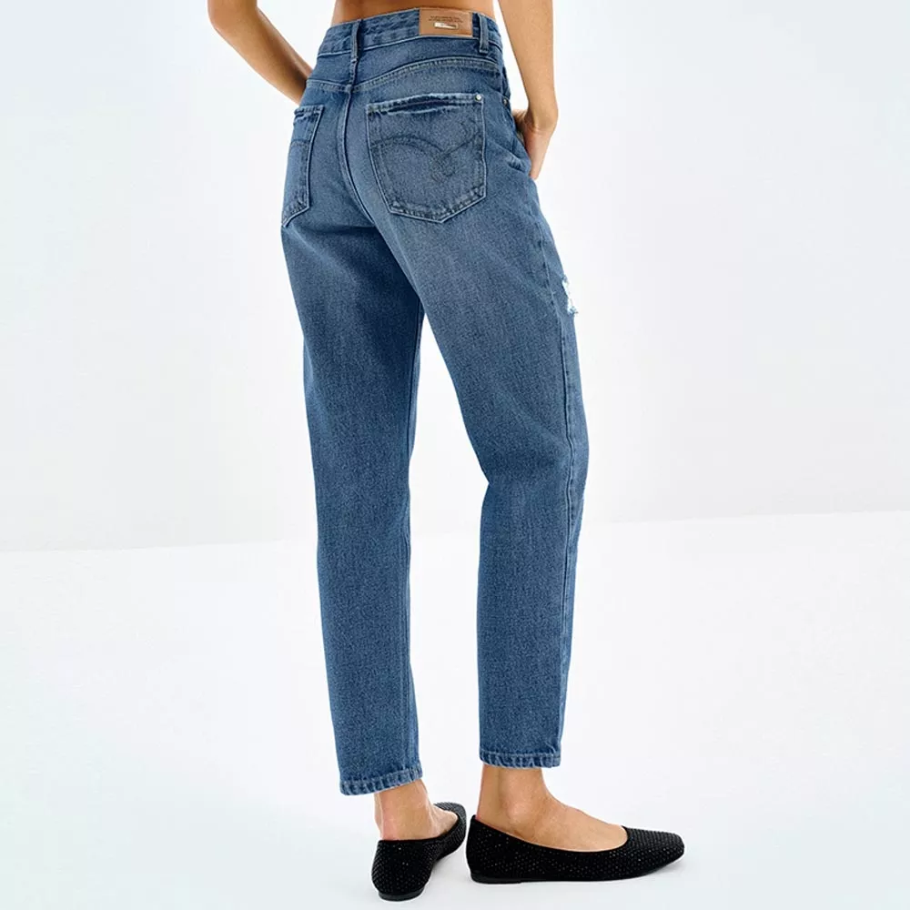 Calça Jeans Mom Destroyed Cintura Alta Lez a Lez - Foto 2