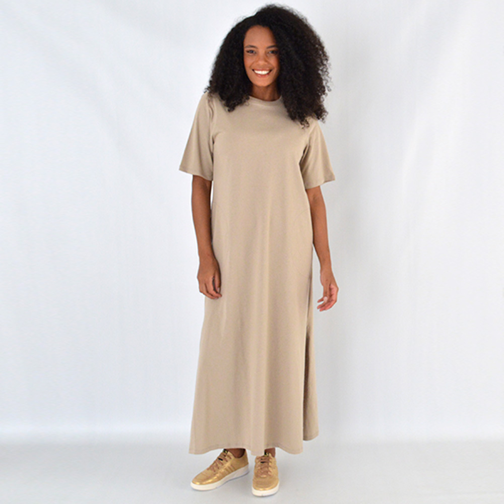 Vestido Longo B�sico Algod�o Haya Fendi - Foto 1