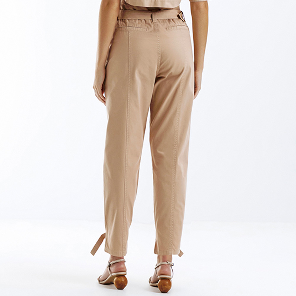 Cal�a Sarja Slouchy Cintura Alta com Cinto Bege Lez a Lez - Foto 3