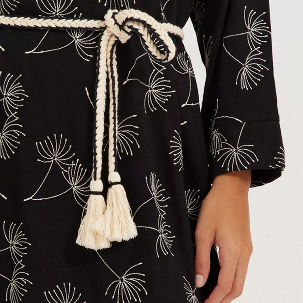 Vestido Túnica de Linho com Bordado Dente de Leão Cantão  - Foto 4