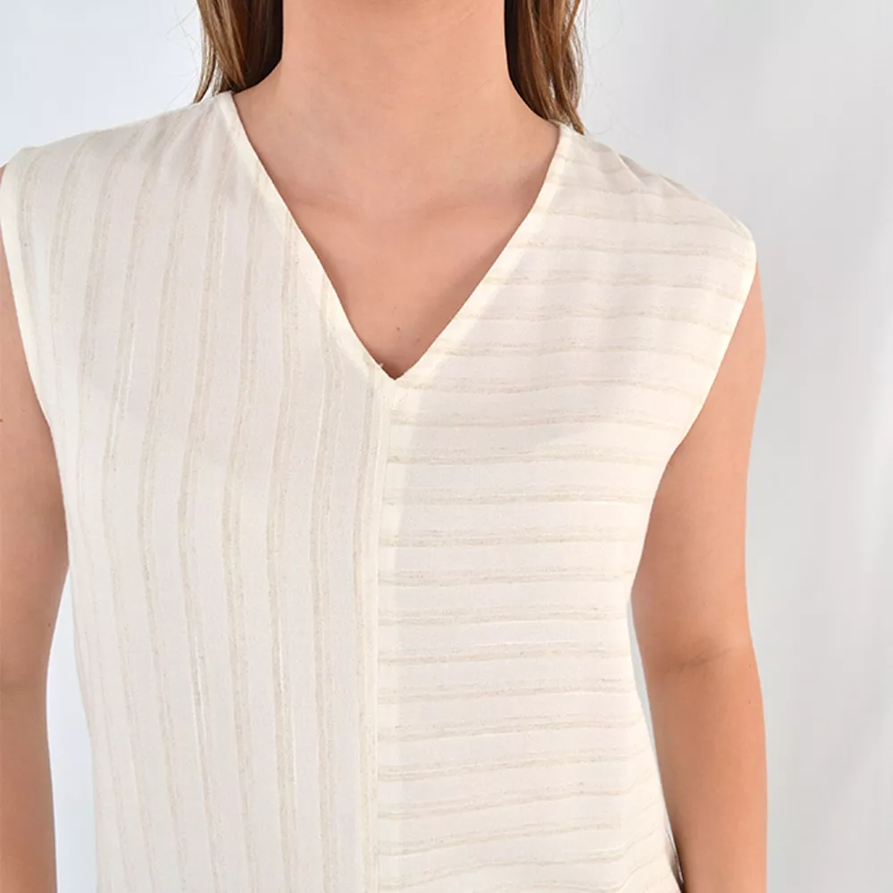 Blusa Regata Viscose Listrada Cru Città - Foto 2