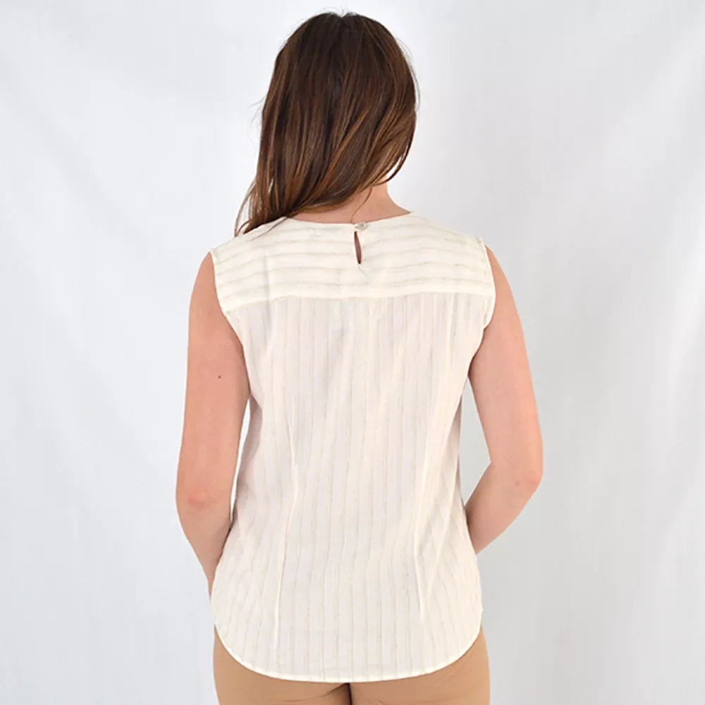 Blusa Regata Viscose Listrada Cru Città - Foto 3