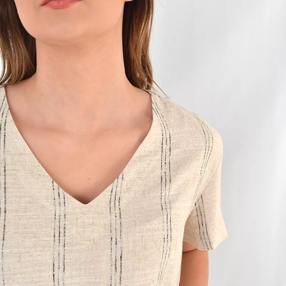 Blusa Viscolinho Tons Naturais Listrada Città - Foto 2