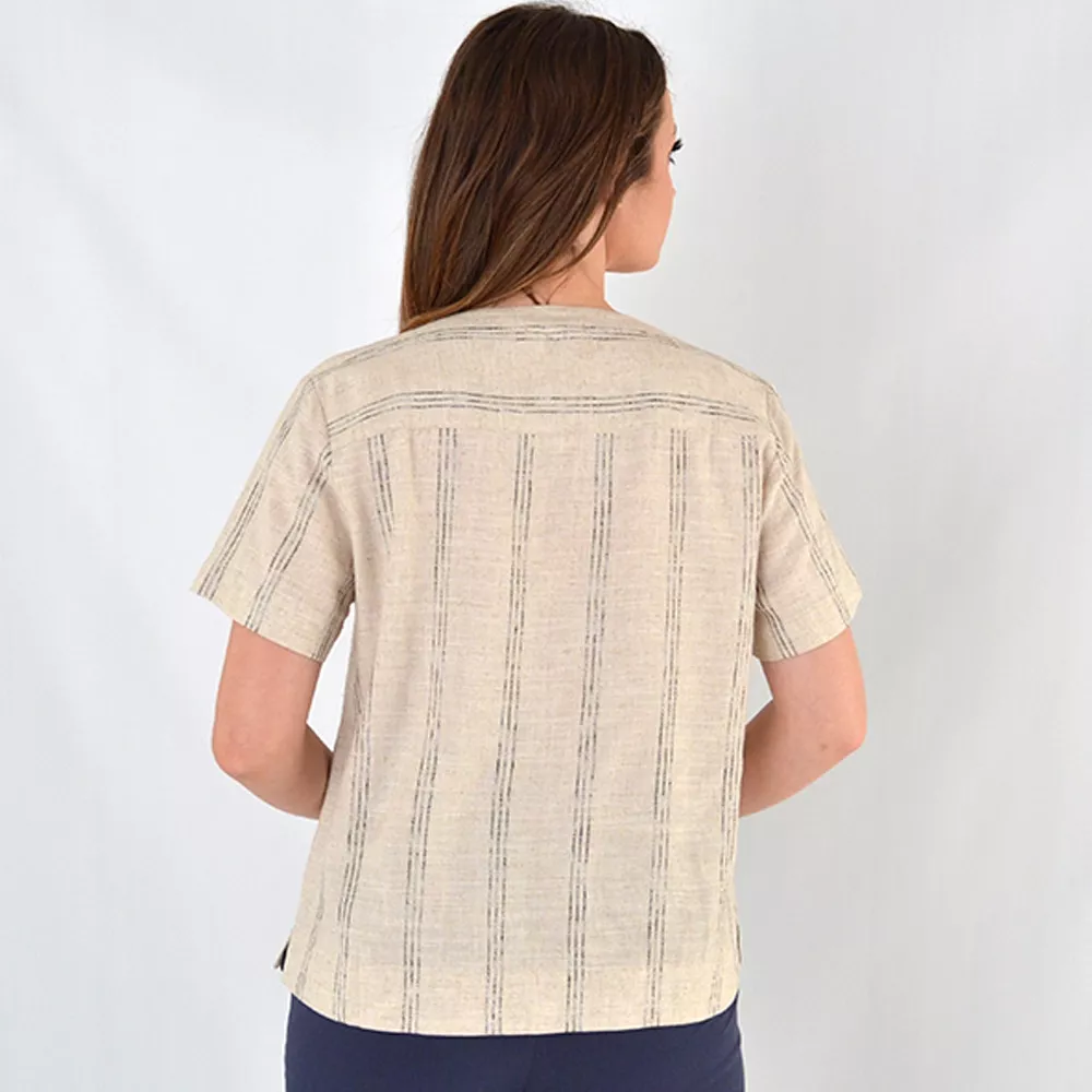 Blusa Viscolinho Tons Naturais Listrada Città - Foto 3