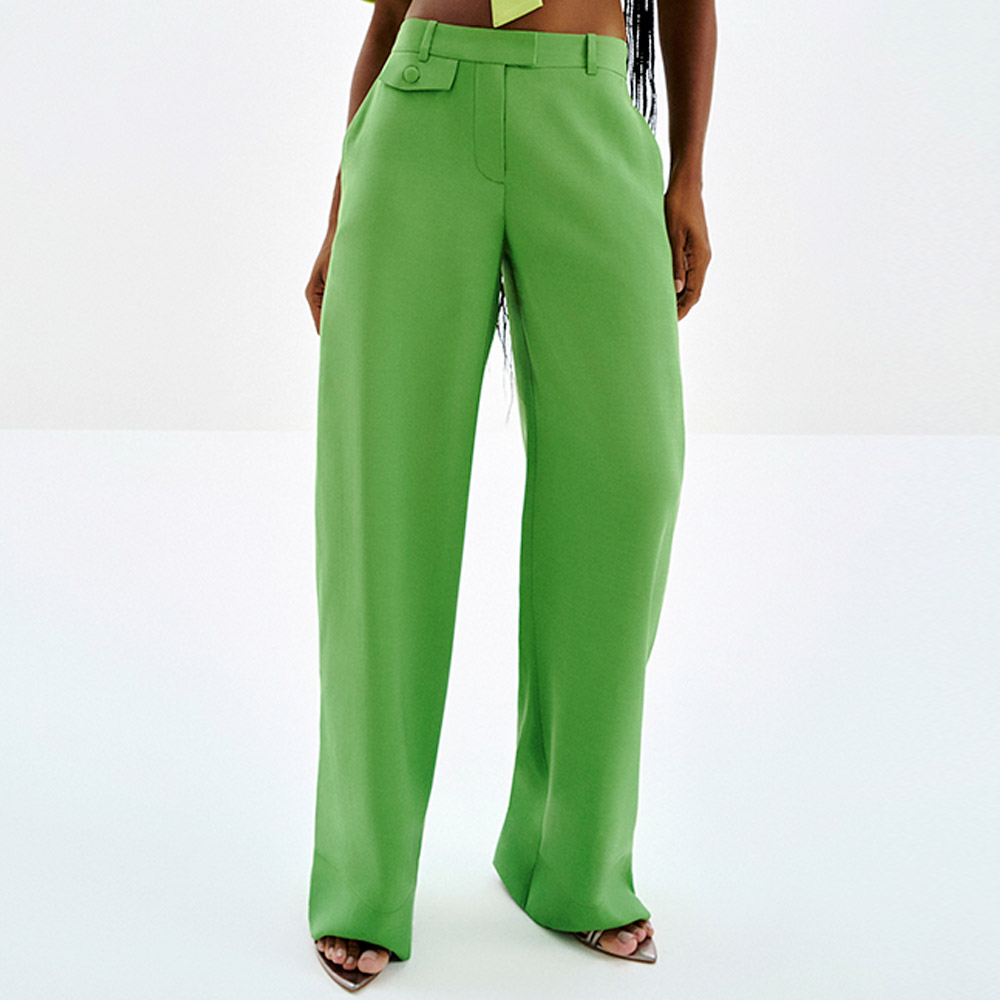 Cala Wide Leg Alfaiataria com Detalhe Lapela Verde Lez a Lez - Foto 3
