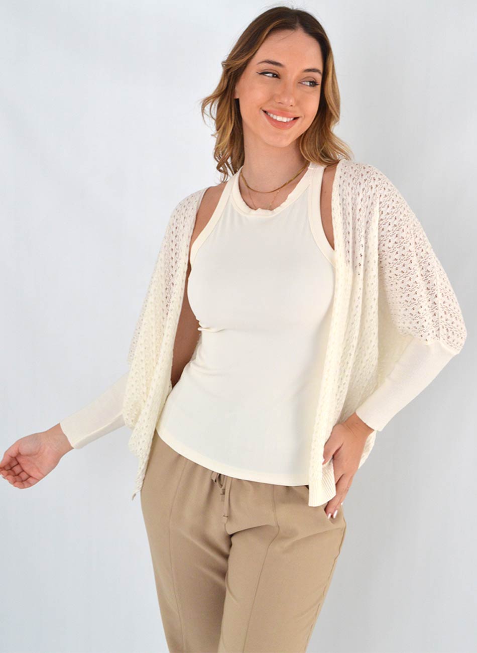 Cardigan Tricot Verão Degli Uffizzi Off White - Pole Modas