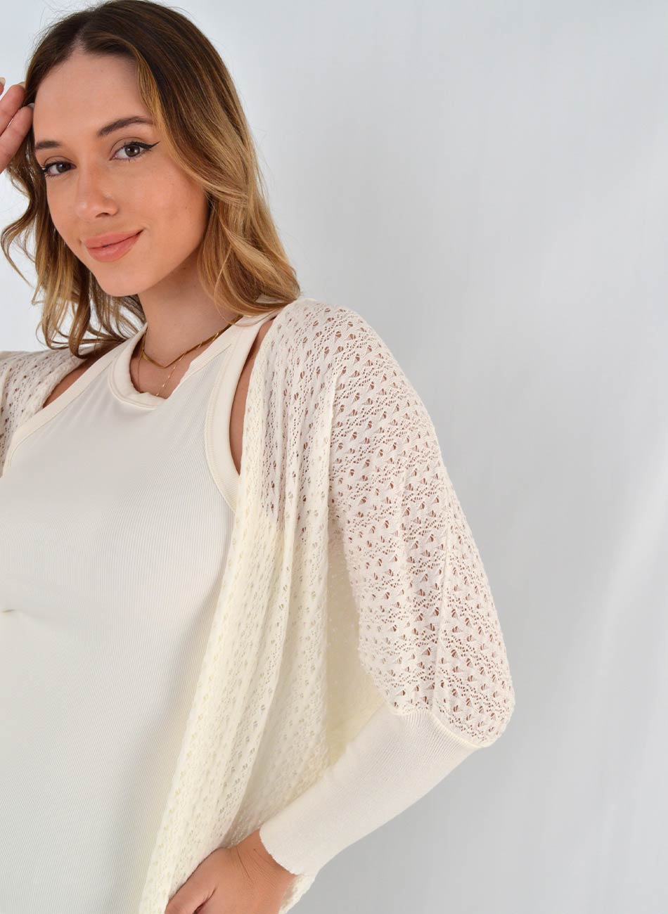 Cardigan Tricot Ver�o Degli Uffizzi Off White - Foto 2