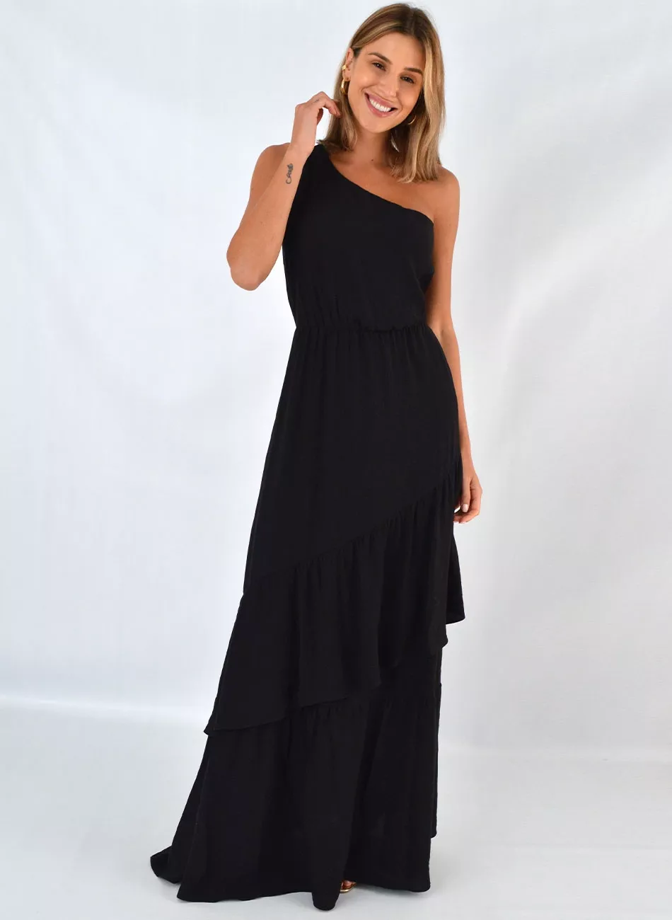 Vestido Bana Bana Ombro Só Preto - Foto 1