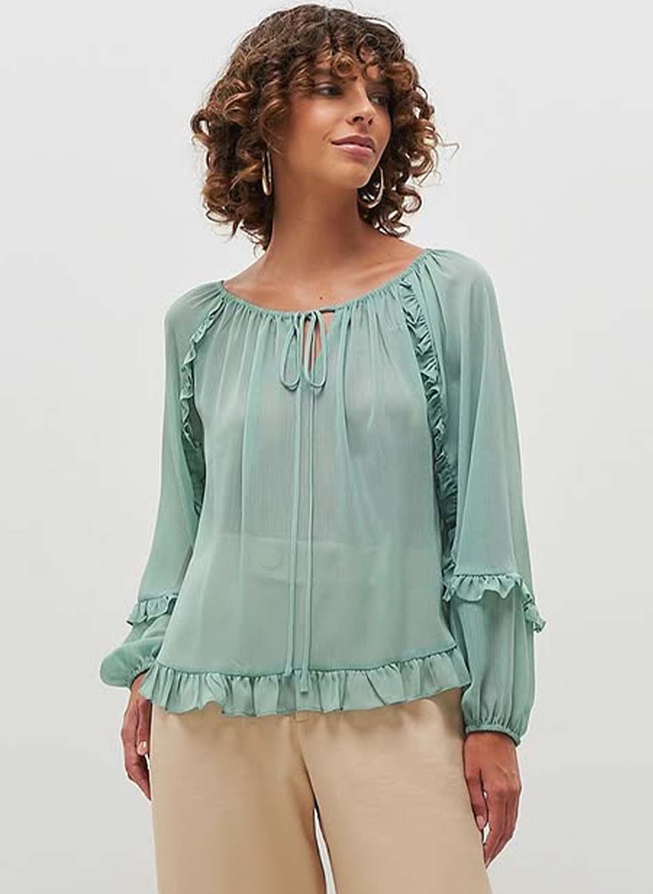 Blusa Babados MX Fashion Aqua - Foto 3