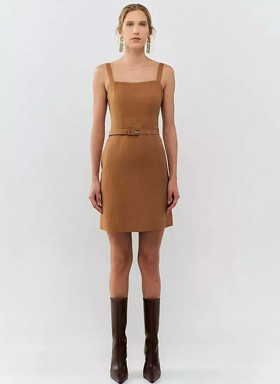 Vestido Curto em Viscolinho MX Fashion Cor Mocca - Foto 2
