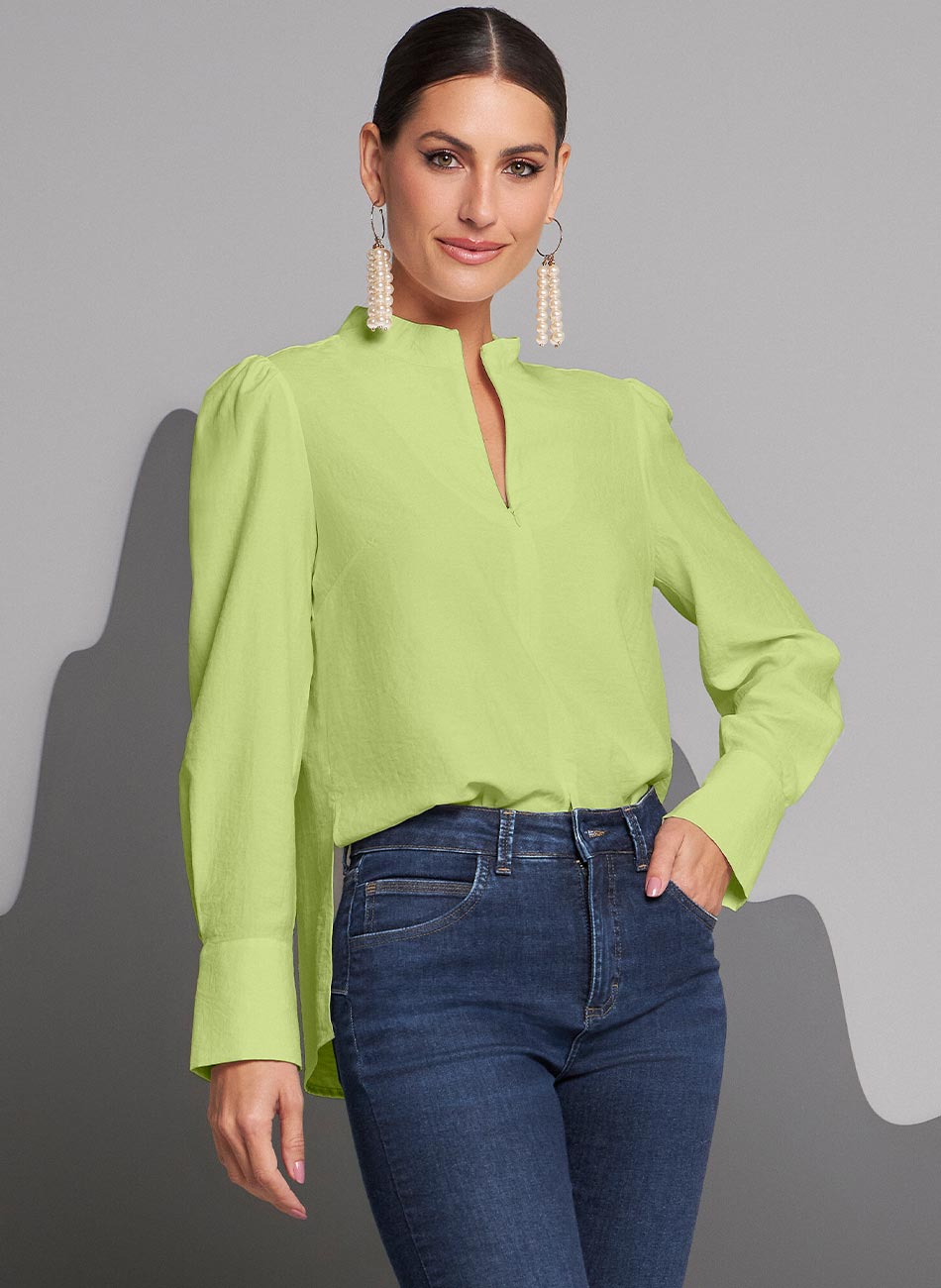 Blusa Gola com Zper Gatos e Atos Verde - Foto 4