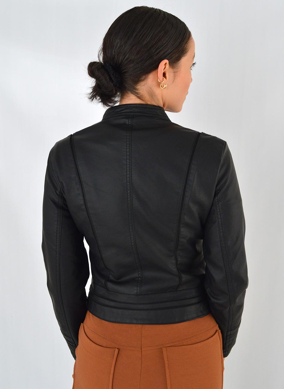 Jaqueta Em PU Preto Alpelo - Foto 6