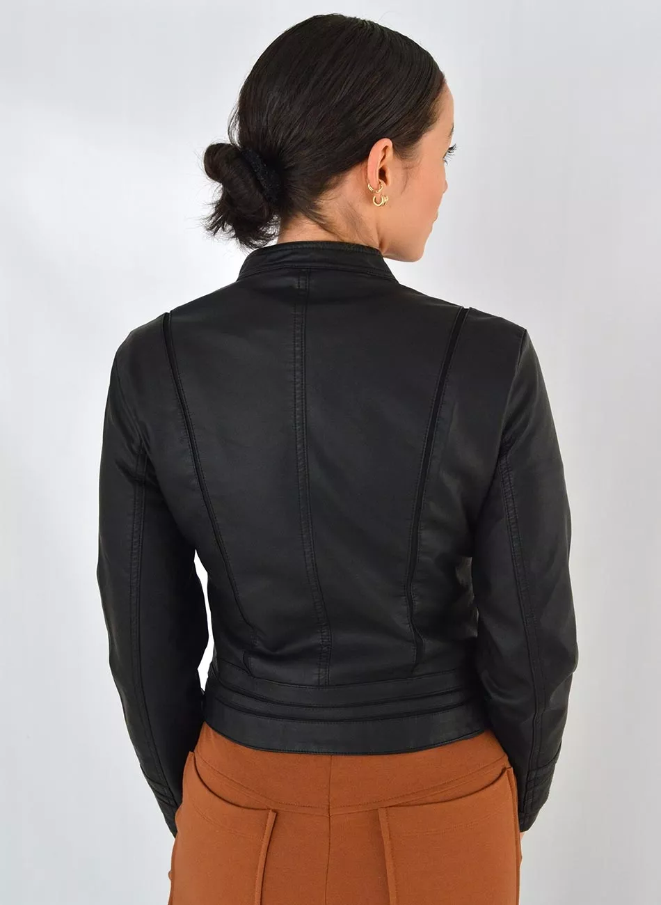 Jaqueta Em PU Preto Alpelo - Foto 6