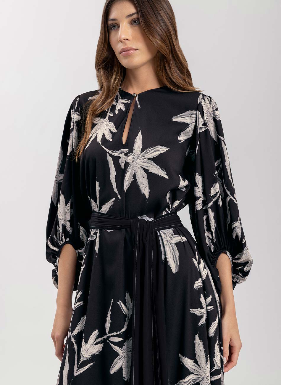 Vestido Longo Estampa Canvas Preto Lez a lez - Foto 2