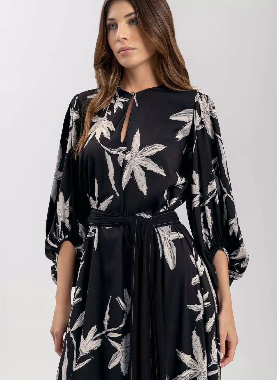Vestido Longo Estampa Canvas Preto Lez a lez - Foto 2