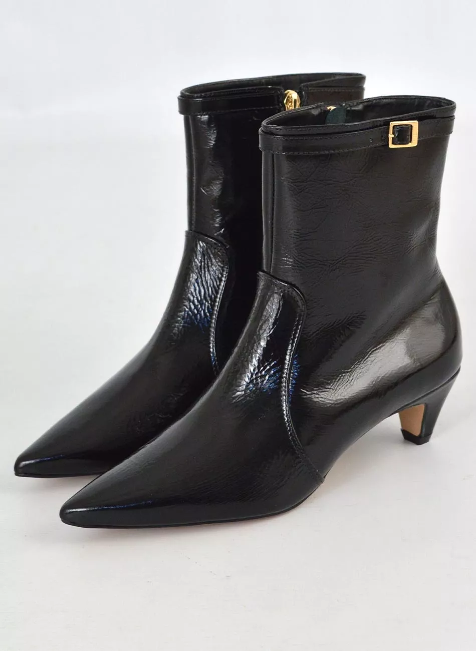 Bota Couro Verniz Preto Lizi e Lizi - Foto 1