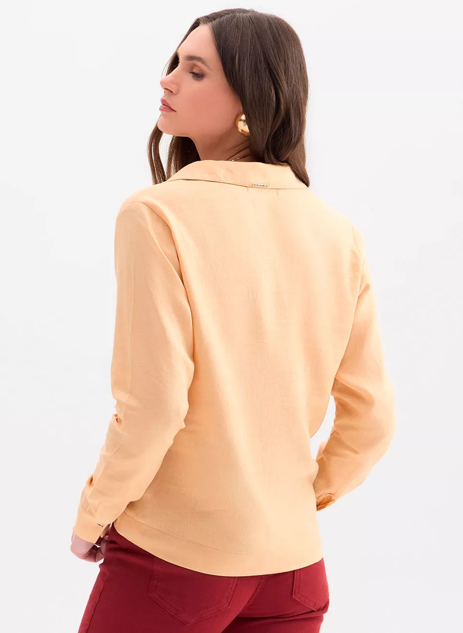 Blusa Alfaiataria Bege Flor de Lis - Foto 2