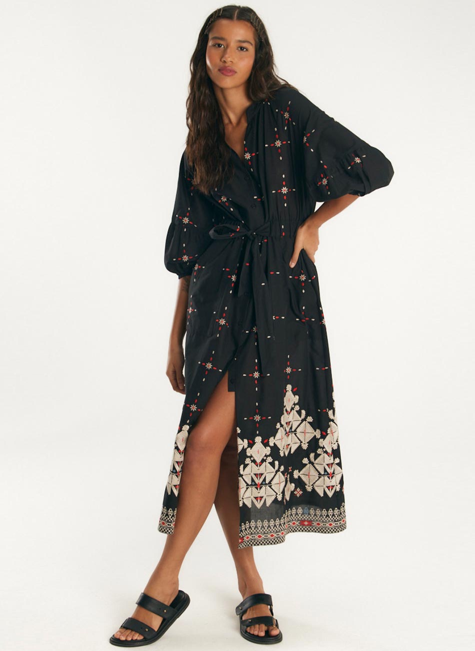 Vestido Midi Algodo Maxi Bordado Mouro Canto - Foto 1