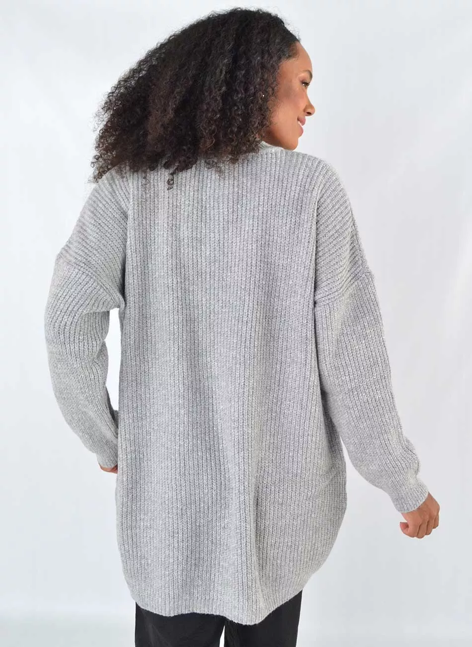 Blusão de Tricot Chumbo Das Gurias - Foto 4