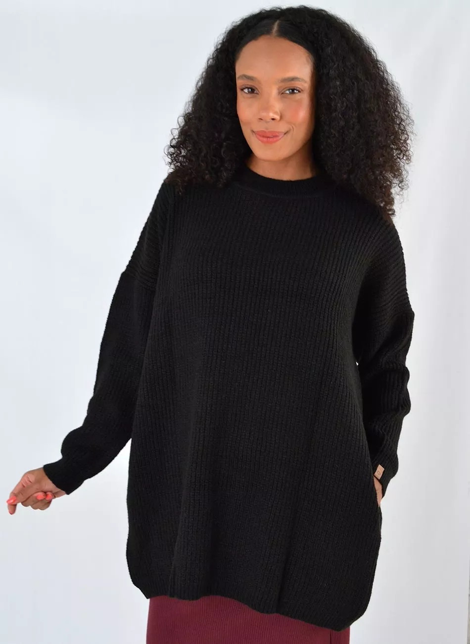 Blusão de Tricot Preto Das Gurias - Foto 1