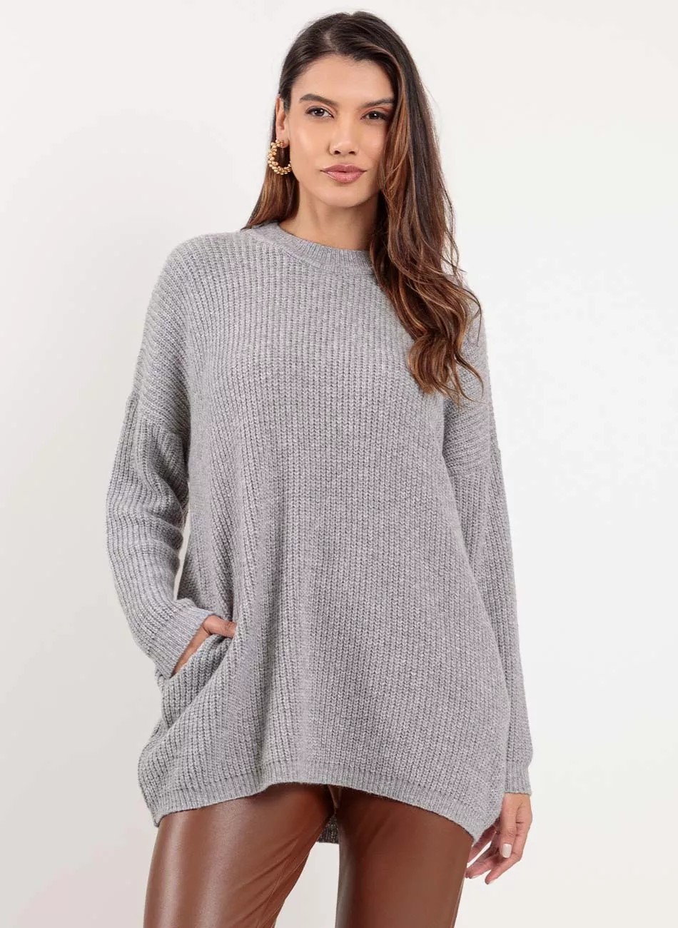 Blusão de Tricot Chumbo Das Gurias - Foto 5