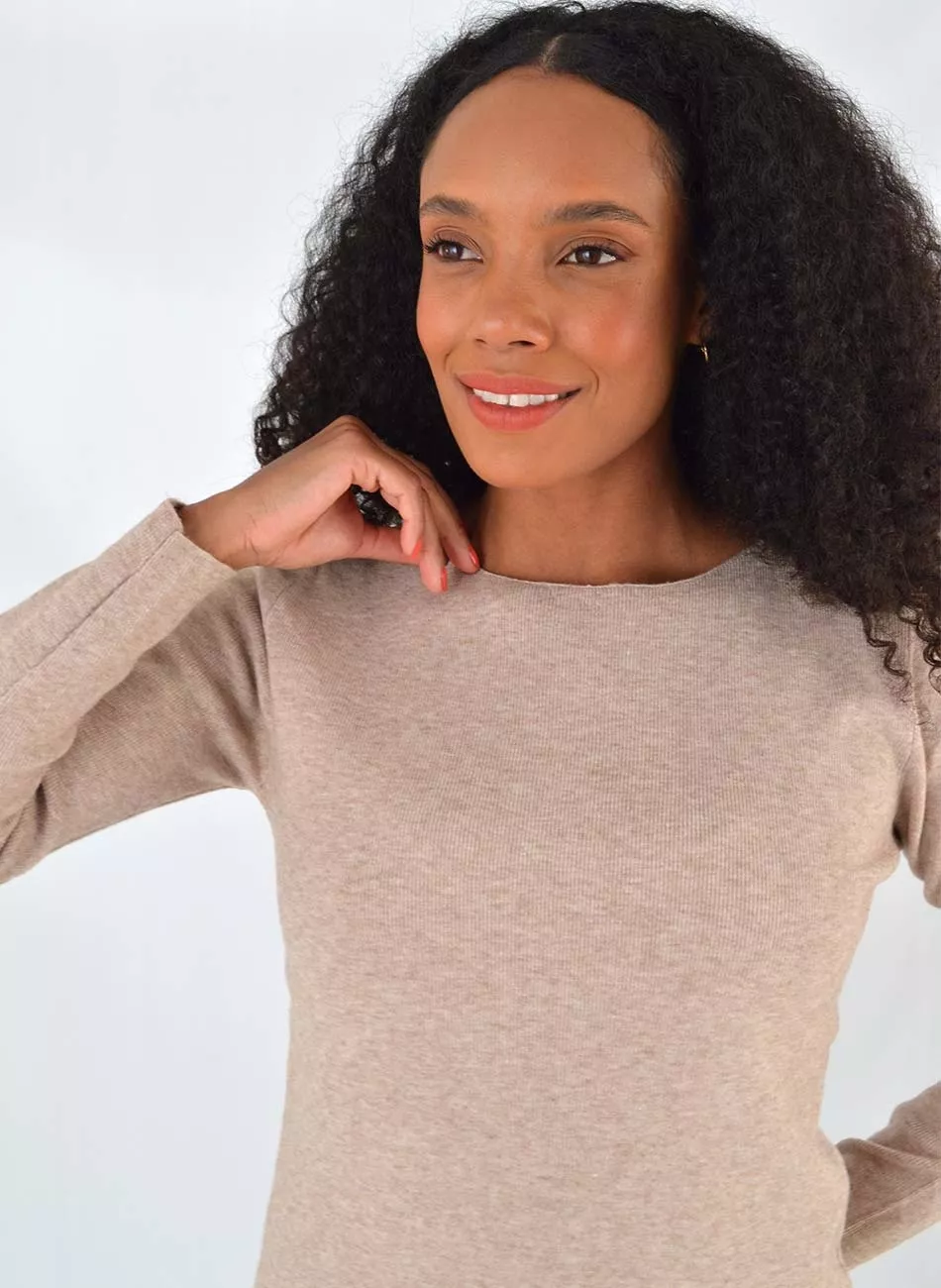Blusa Tricot Capuccino Mishamna - Foto 2