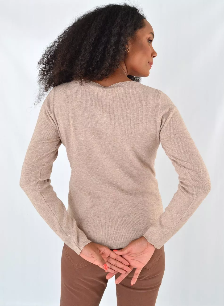 Blusa Tricot Capuccino Mishamna - Foto 3