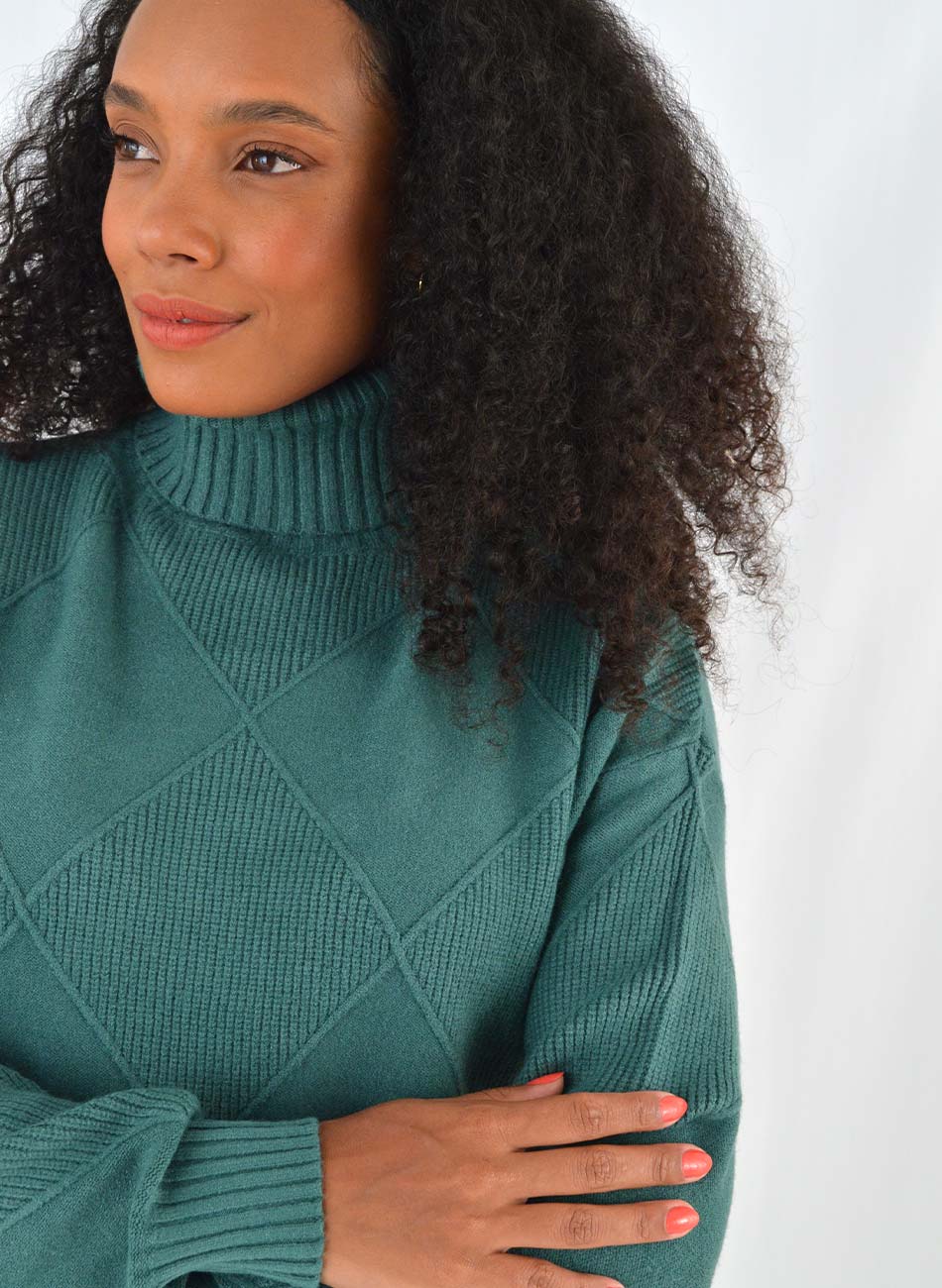 Blusa Tricot Cor Floresta Mishamna - Foto 2