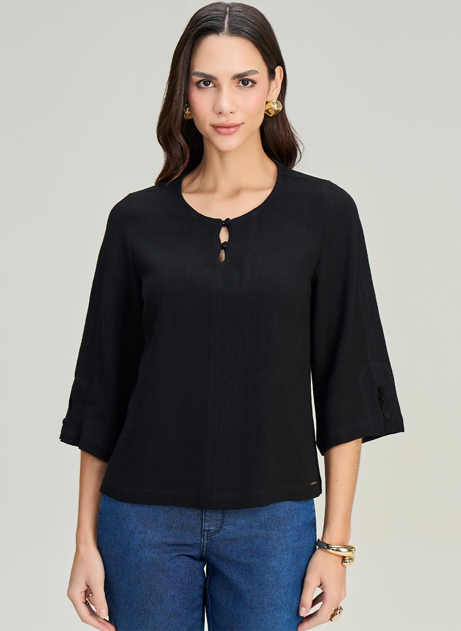 Blusa Viscose Preta Tamanhos Grandes Scalon - Foto 1