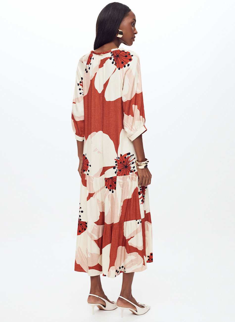 Vestido Midi Estampado Flores de Inverno Flor de Lis - Foto 2