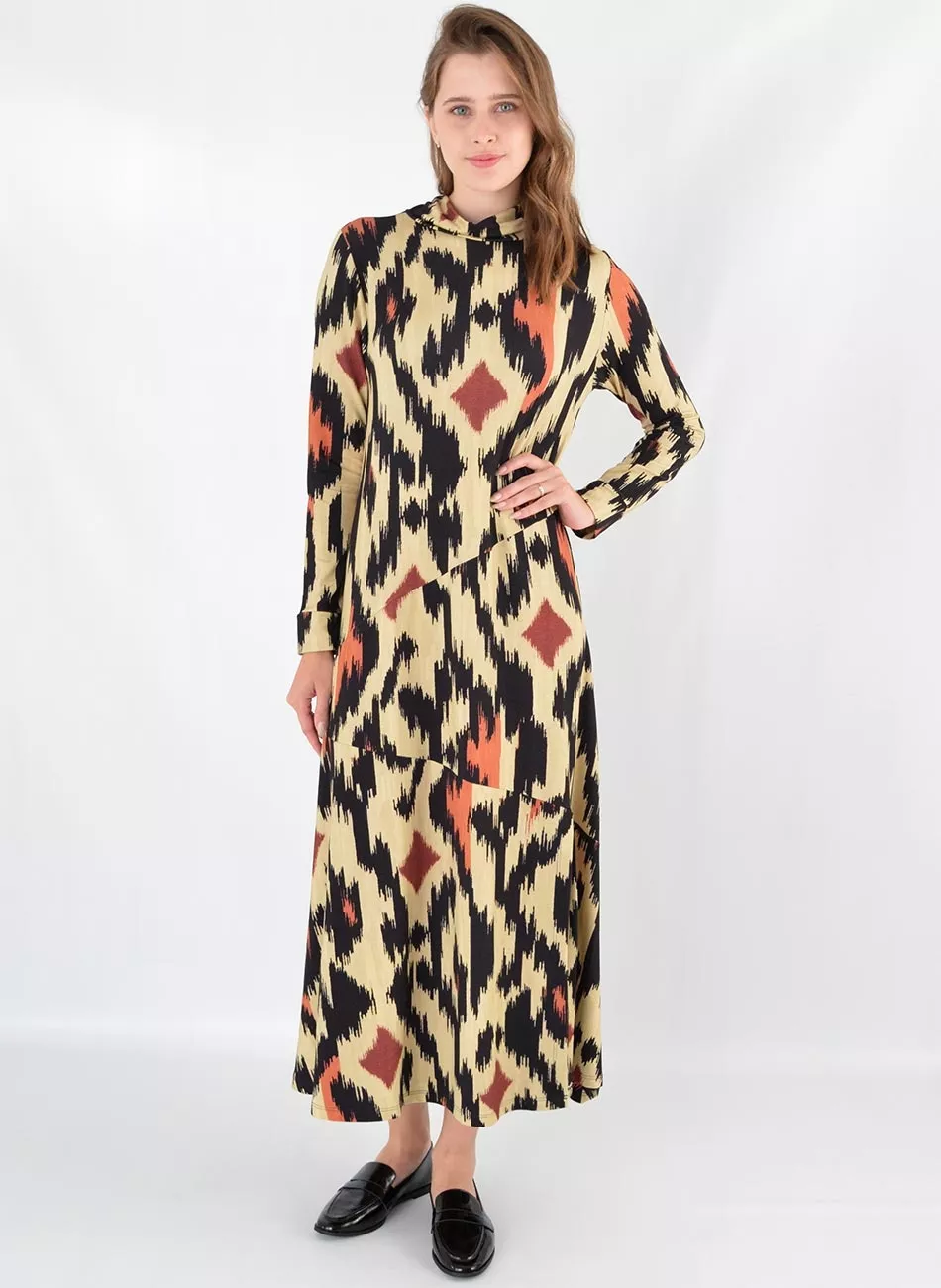 Vestido Longo Em Moletinho Estampado Cantão - Foto 1