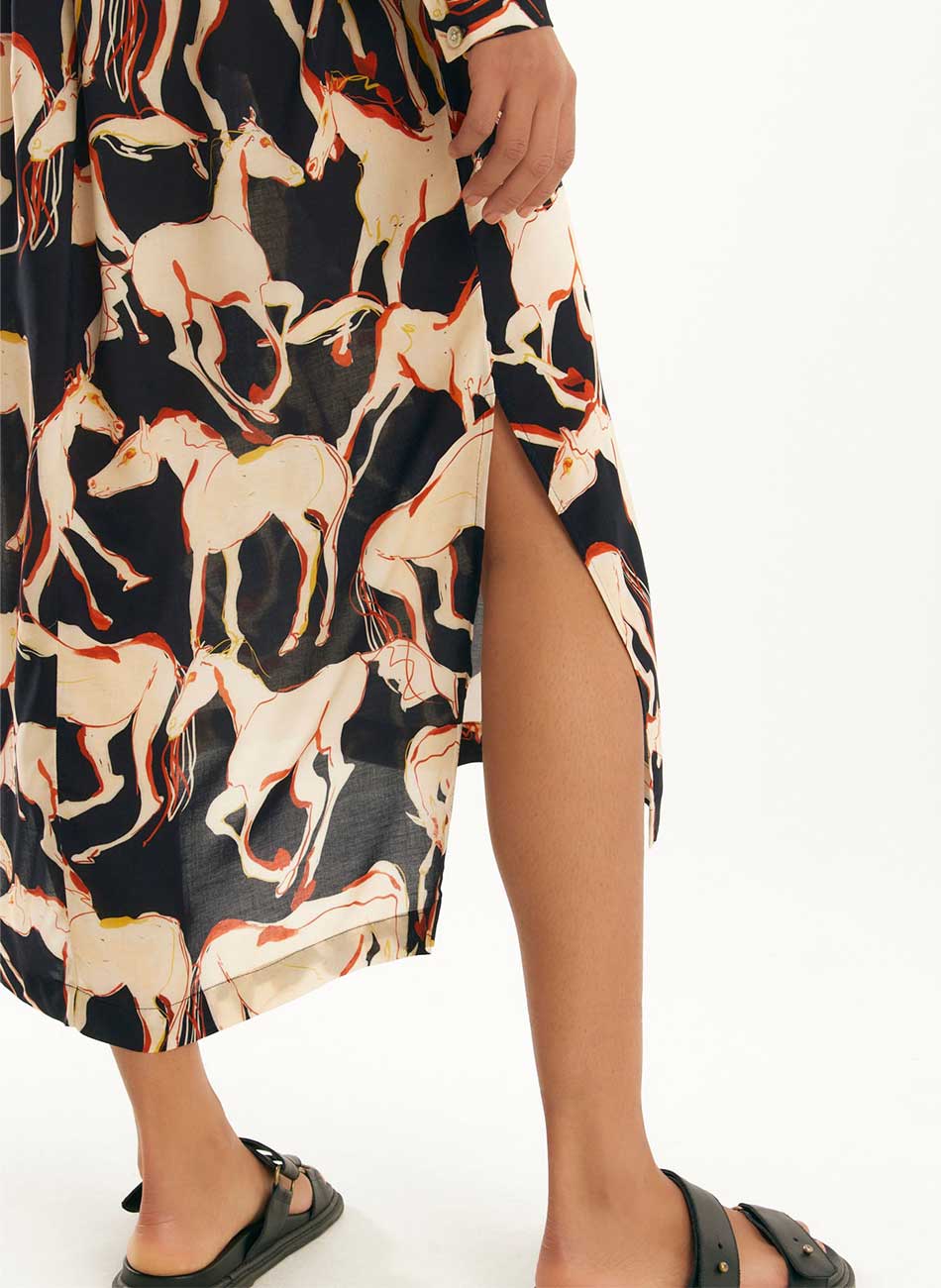 Vestido Chemisier Estampado Caballos Canto - Foto 2