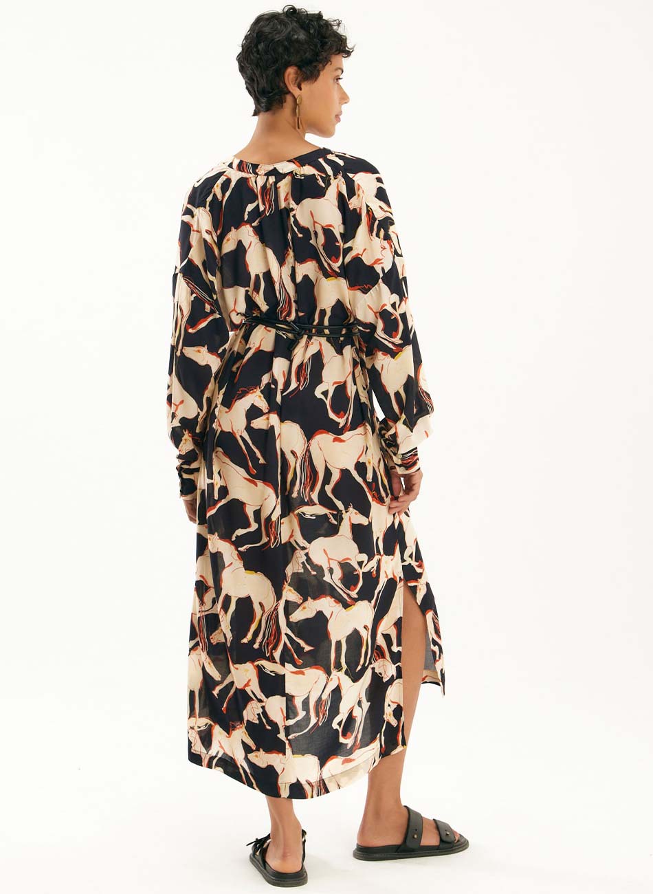 Vestido Chemisier Estampado Caballos Canto - Foto 3