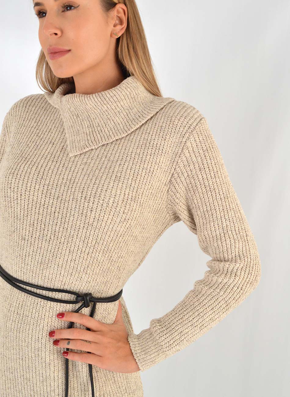 Vestido Midi Em Tricot Cor Linho Papiro Bana Bana - Foto 2