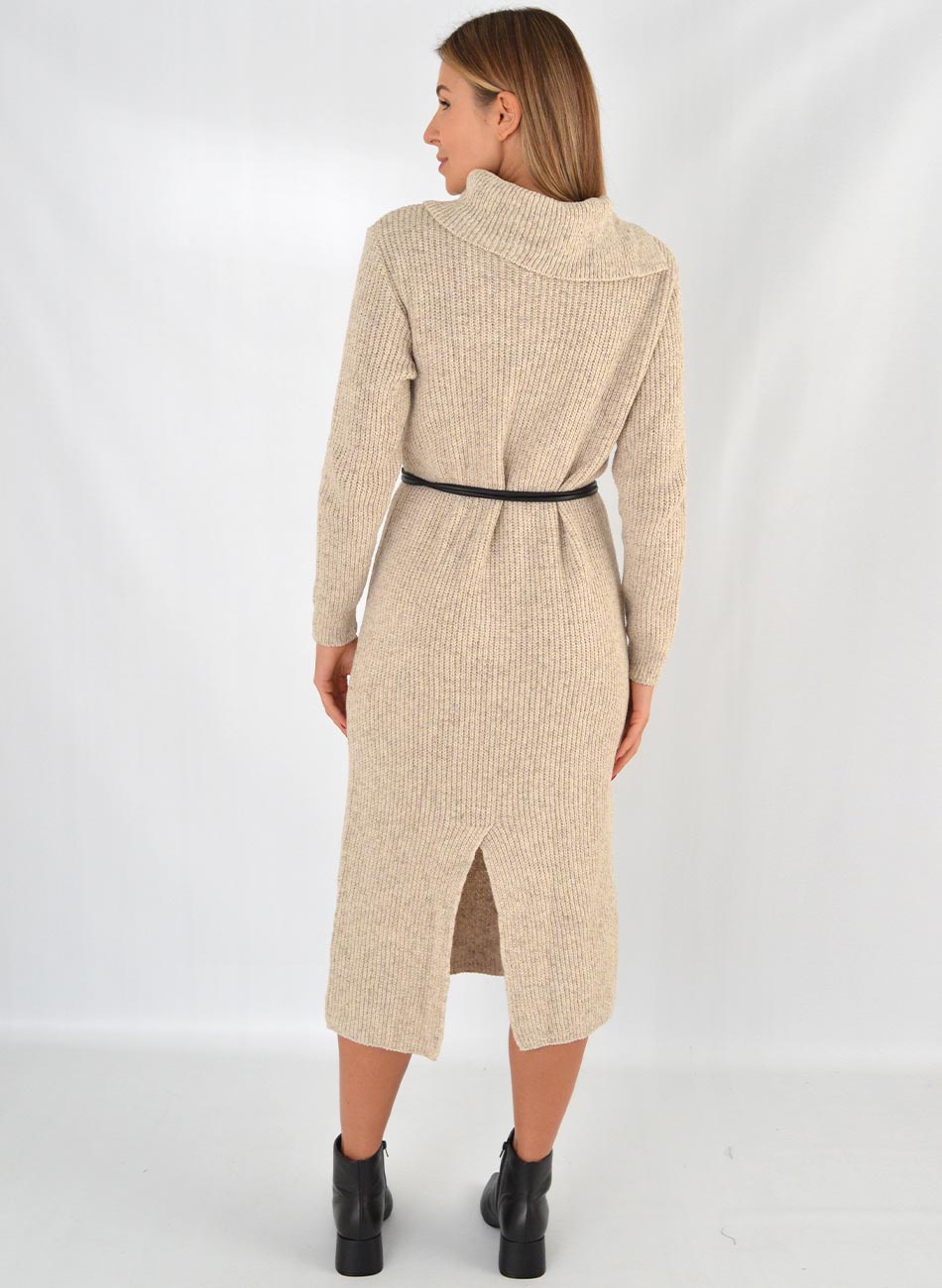 Vestido Midi Em Tricot Cor Linho Papiro Bana Bana - Foto 3