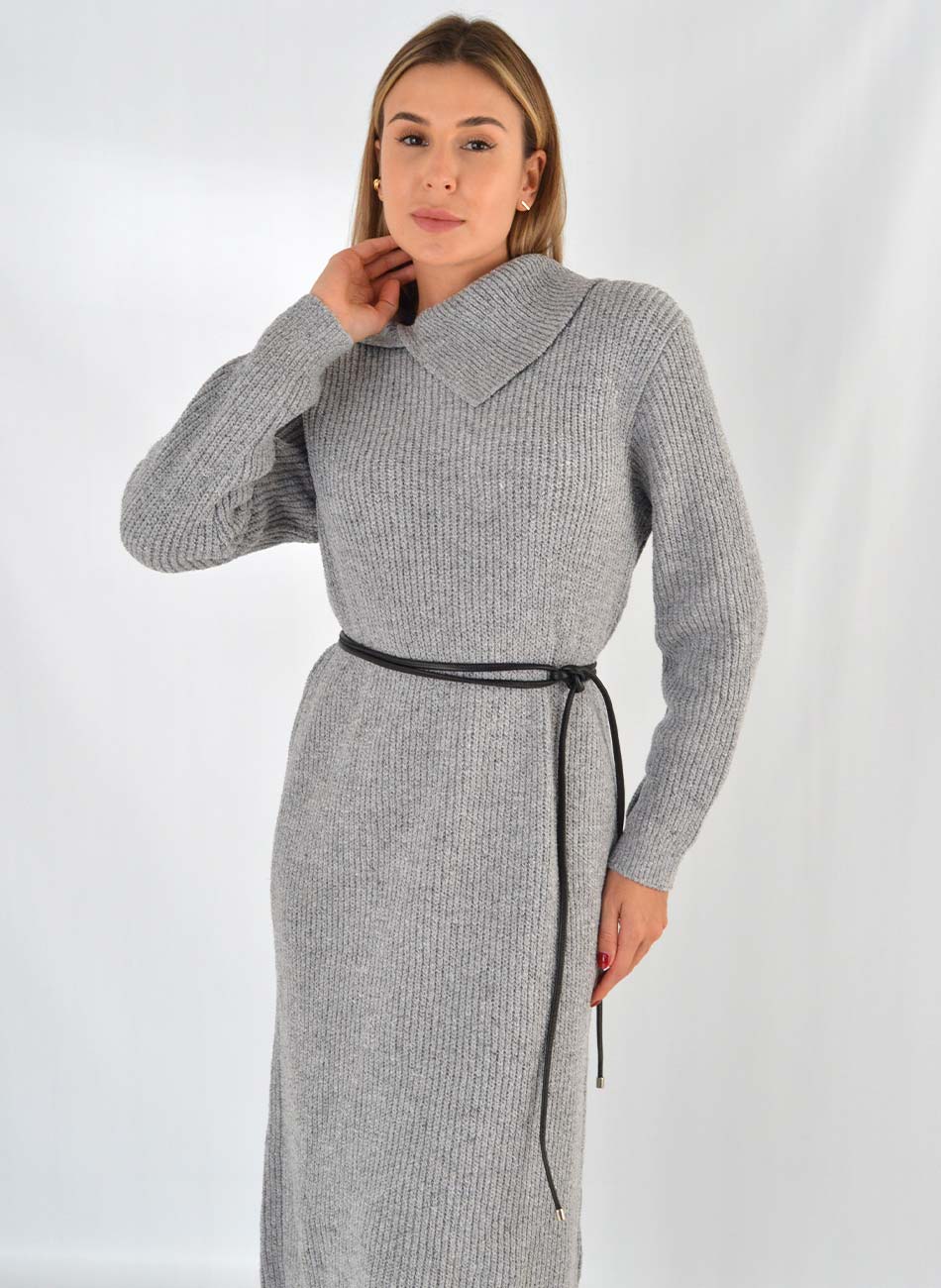 Vestido Midi Em Tricot Cor Grafite Bana Bana - Foto 2